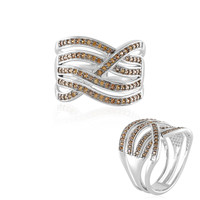 Bague en argent et Zircon cognac