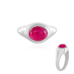 Bague en argent et Calcedoine framboise