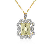 Collier en argent et Kunzite jaune canari