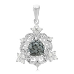 Pendentif en argent et Obsidienne Flocon-de-Neige