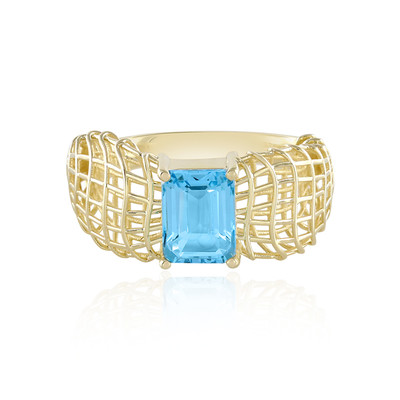 Bague en or et Topaze bleu Suisse (Ornaments by de Melo)