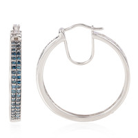 Boucles d'oreilles en argent et Diamant bleu