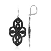 Boucles d'oreilles en argent et Spinelle noir