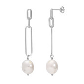 Boucles d'oreilles en argent et Perle blanche de culture d'eau douce