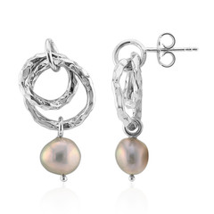 Boucles d'oreilles en argent et Perle de culture d'eau douce argentée (TPC)