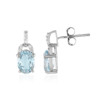 Boucles d'oreilles en argent et Topaze bleu ciel