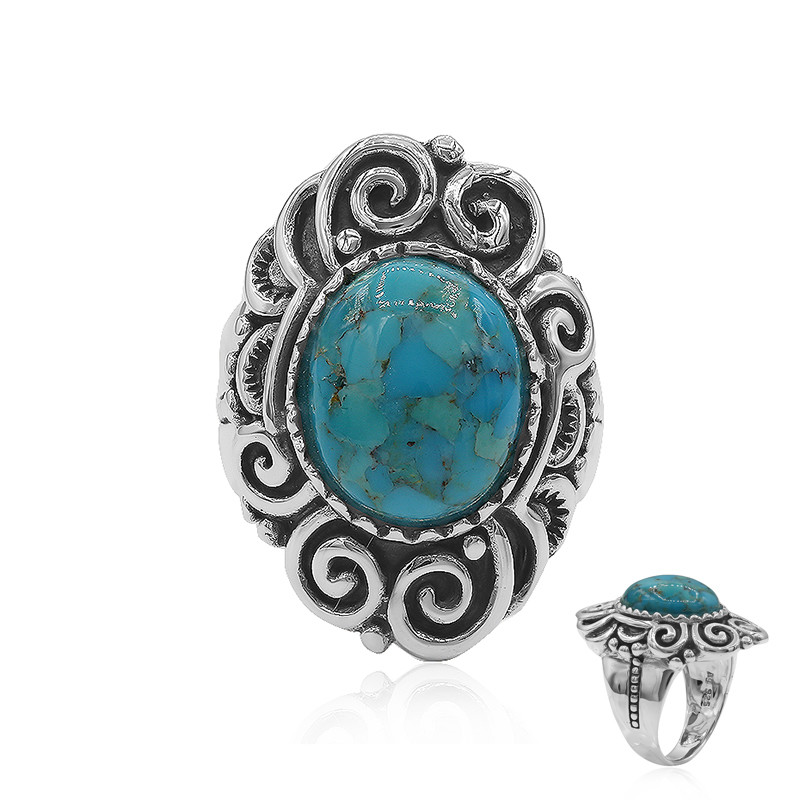 Bague en argent et Turquoise bleue de Mohavie Art of Nature