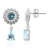 Boucles d'oreilles en argent et Topaze bleu ciel