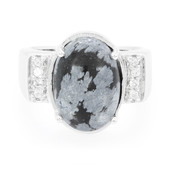 Bague en argent et Obsidienne Flocon-de-Neige