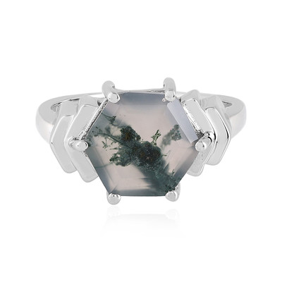 Bague en argent et Agate mousse