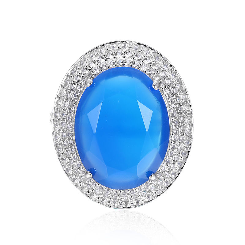 Bague en argent et Agate bleue 9510PL Juwelo Bijouterie