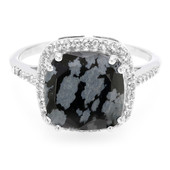 Bague en argent et Obsidienne Flocon-de-Neige