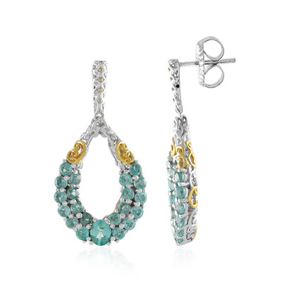 Boucles d'oreilles en argent et Fluorapatite verte (Gems en Vogue)