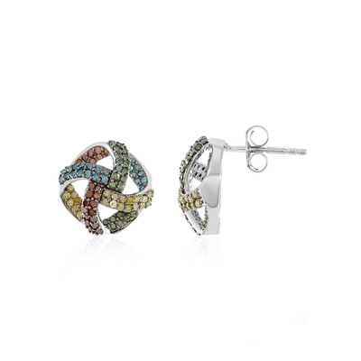 Boucles d'oreilles en argent et Diamant bleu I3