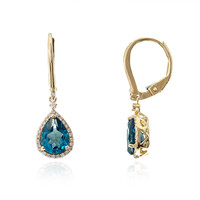 Boucles d'oreilles en or et Topaze bleu de Londres