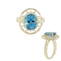 Bague en or et Topaze bleu Suisse (Ornaments by de Melo)