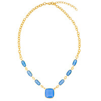 Collier en laiton et Calcédoine bleue (Juwelo Style)