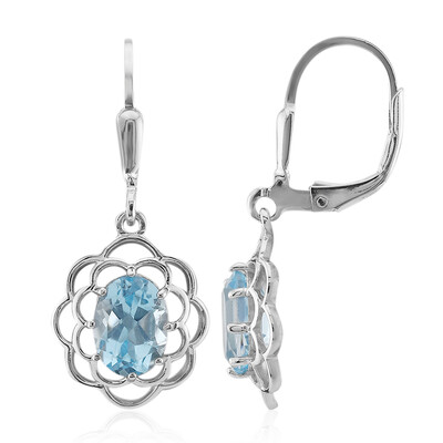 Boucles d'oreilles en argent et Topaze bleu ciel