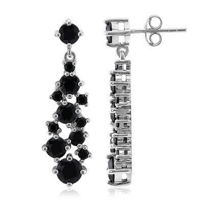 Boucles d'oreilles en argent et Spinelle noir