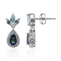 Boucles d'oreilles en argent et Quartz mystique bleu