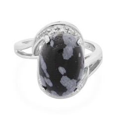 Bague en argent et Obsidienne Flocon-de-Neige