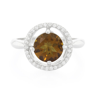 Bague en argent et Quartz cognac