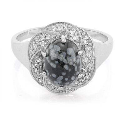 Bague en argent et Obsidienne Flocon-de-Neige