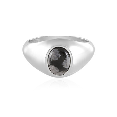 Bague en argent et Obsidienne Flocon-de-Neige