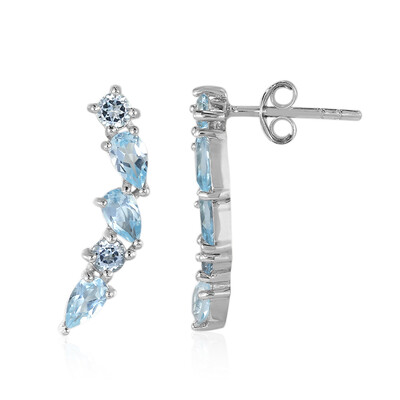 Boucles d'oreilles en argent et Topaze bleu ciel