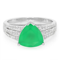 Bague en argent et Calcédoine verte