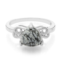 Bague en argent et Obsidienne Flocon-de-Neige