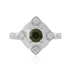 Bague en argent et Zircon de Ceylan vert