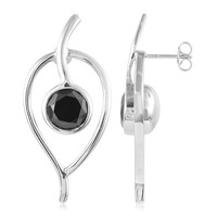 Boucles d'oreilles en argent et Spinelle noir