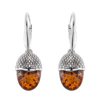 Boucles d'oreilles en argent et Ambre baltique couleur cognac