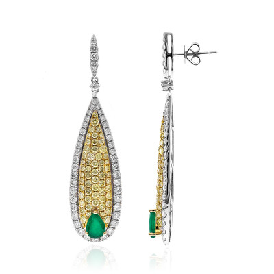 Boucles d'oreilles en or et Emeraude de Zambie AAA (CIRARI)