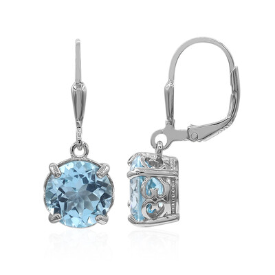 Boucles d'oreilles en argent et Topaze bleu ciel