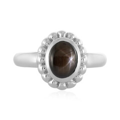 Bague en argent et Saphir étoilé noir