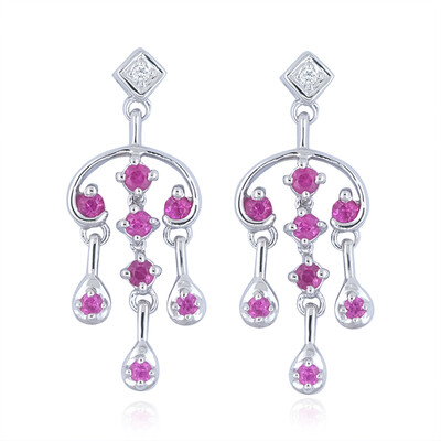 Boucles d'oreilles en or et Saphir parme