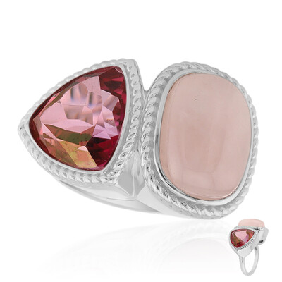 Bague en argent et Quartz rose (MONOSONO COLLECTION)