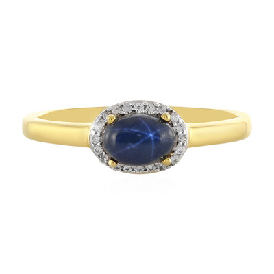 Bague en argent et Saphir étoilé bleu