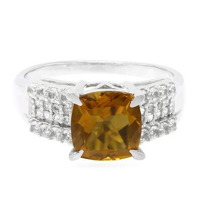 Bague en argent et Quartz cognac