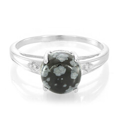 Bague en argent et Obsidienne Flocon-de-Neige