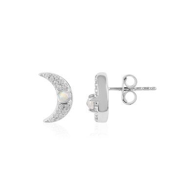 Boucles d'oreilles en argent et Pierre de Lune arc-en-ciel