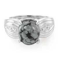 Bague pour homme en argent et Obsidienne Flocon-de-Neige