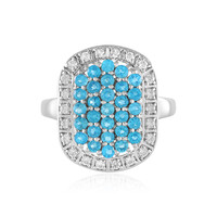 Bague en argent et Apatite bleu néon