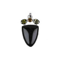 Pendentif en argent et Obsidienne dorée