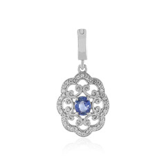 Pendentif en argent et Saphir bleu de Ceylan non chauffé