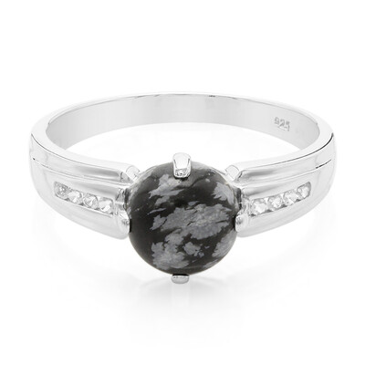 Bague pour homme en argent et Obsidienne Flocon-de-Neige