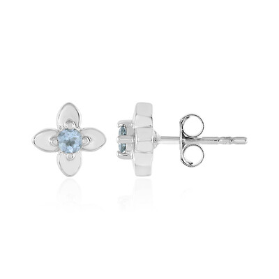 Boucles d'oreilles en argent et Aigue-Marine Santa Maria