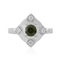 Bague en argent et Zircon de Ceylan vert